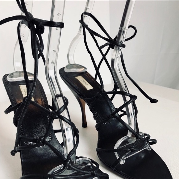🎀 RARE Prada Leather Lace Up Heels - Picture 5 of 8
